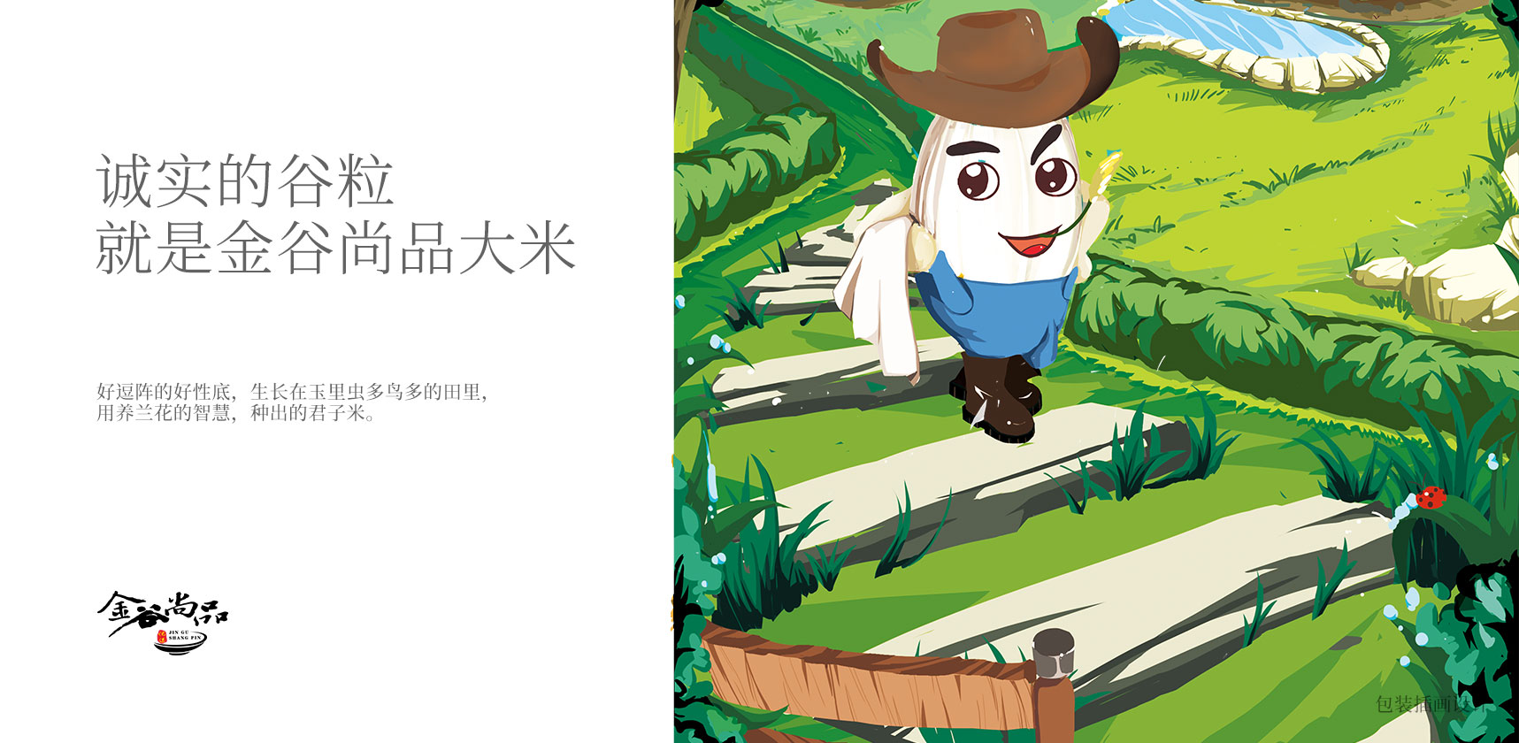 金谷尚品大米產(chǎn)品包裝插畫設計4